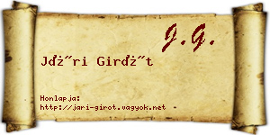 Jári Girót névjegykártya